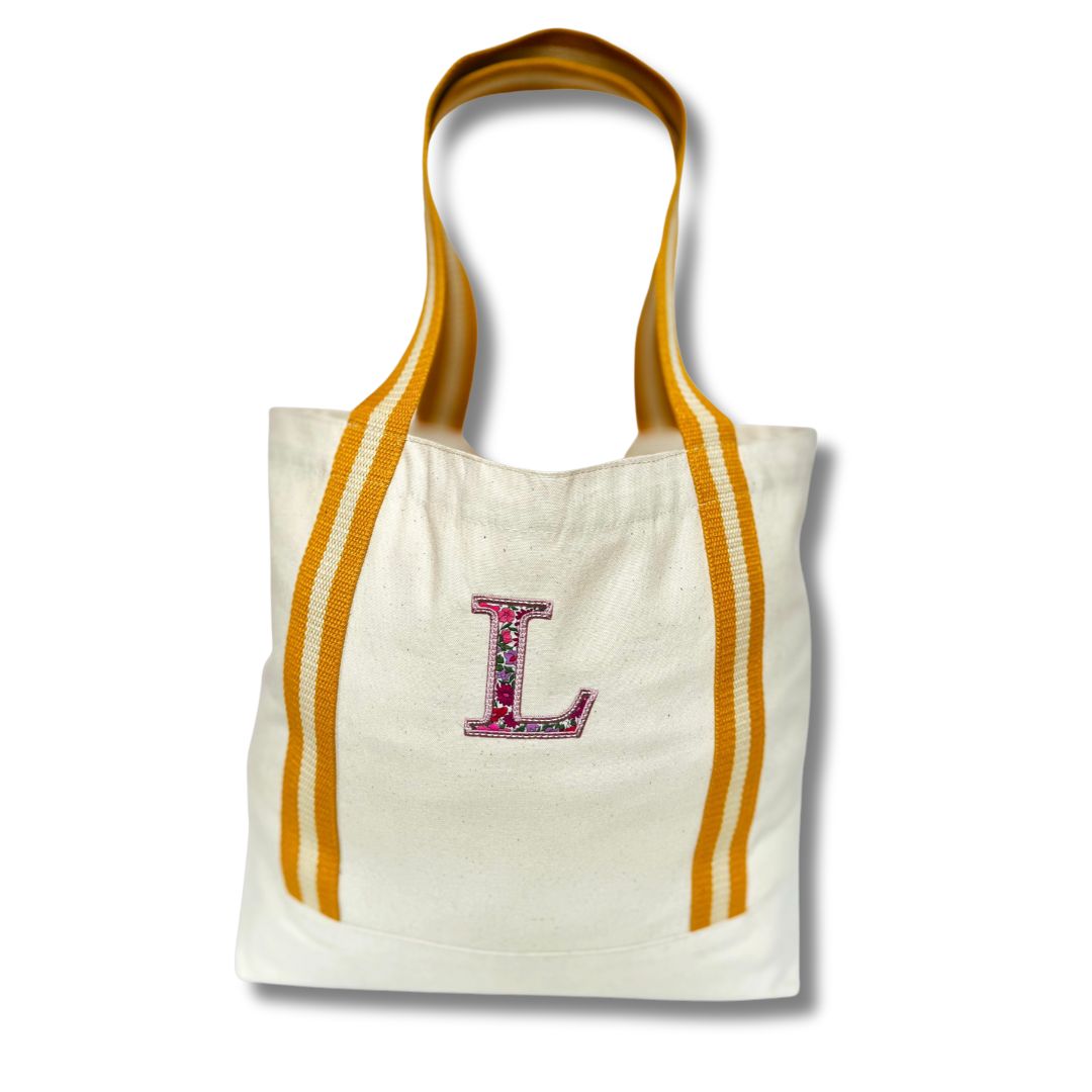 Tote Bag - with LIBERTY. Appliqué Initial