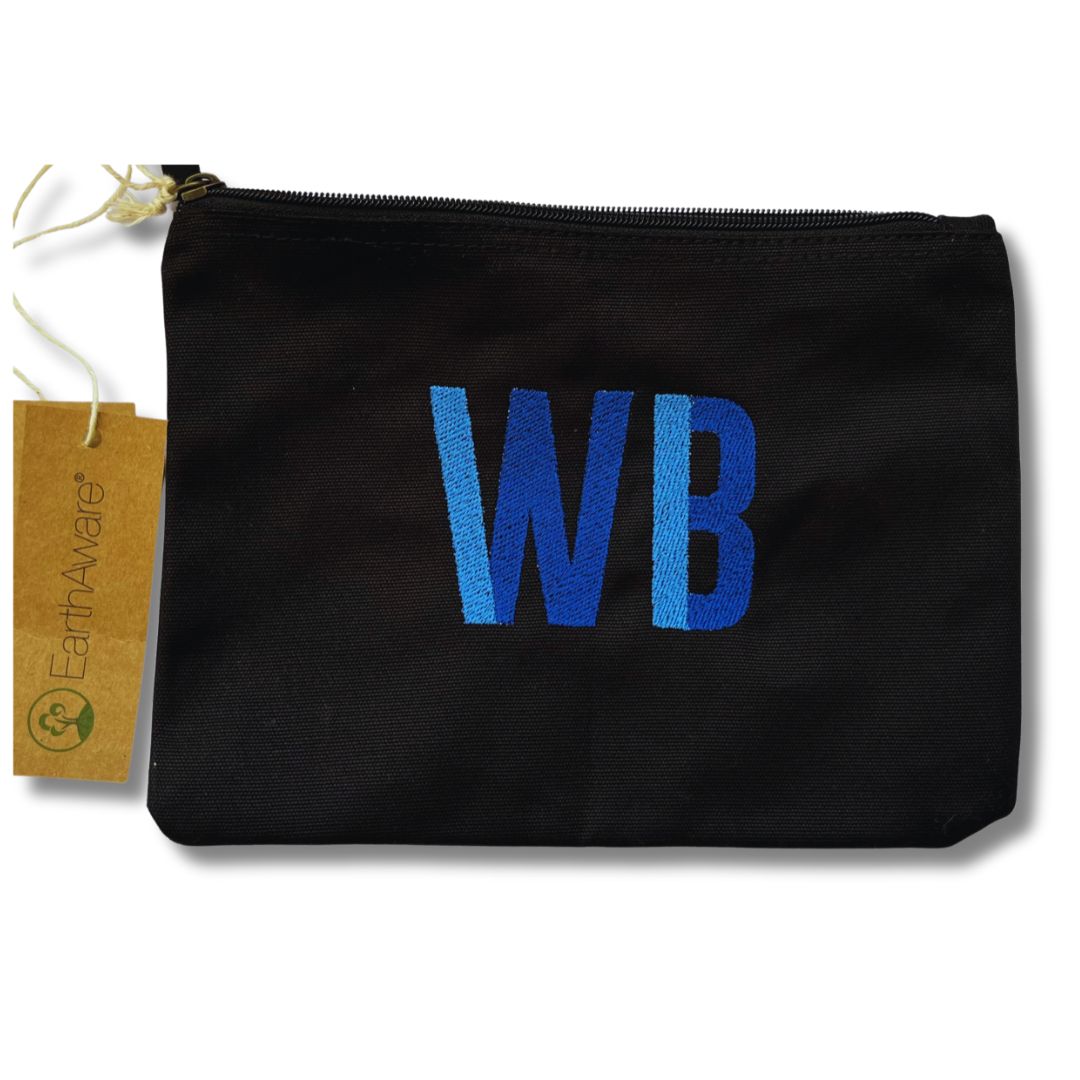 Organic Cotton Accessory Pouch - Oversize Two-Tone Initials