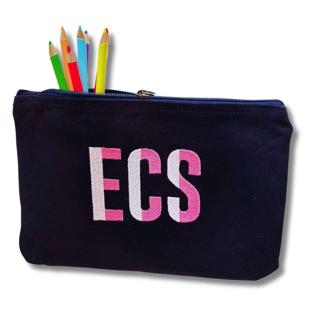 Organic Cotton Accessory Pouch - Oversize Two-Tone Initials