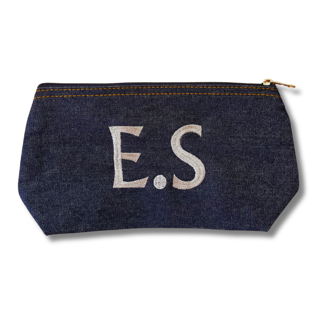 Denim Pouch - Initials and Motif