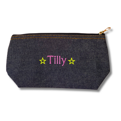 Denim Pouch - Name and Motif